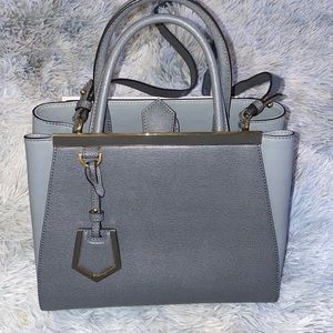 Fendi Grey Saffiano Leather Medium